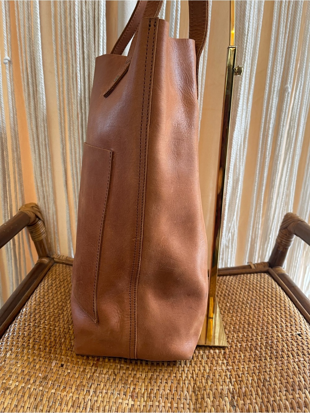 Parker Clay Leather Tote bag Rust Brown classic Open Top design - Picture 7 of 16